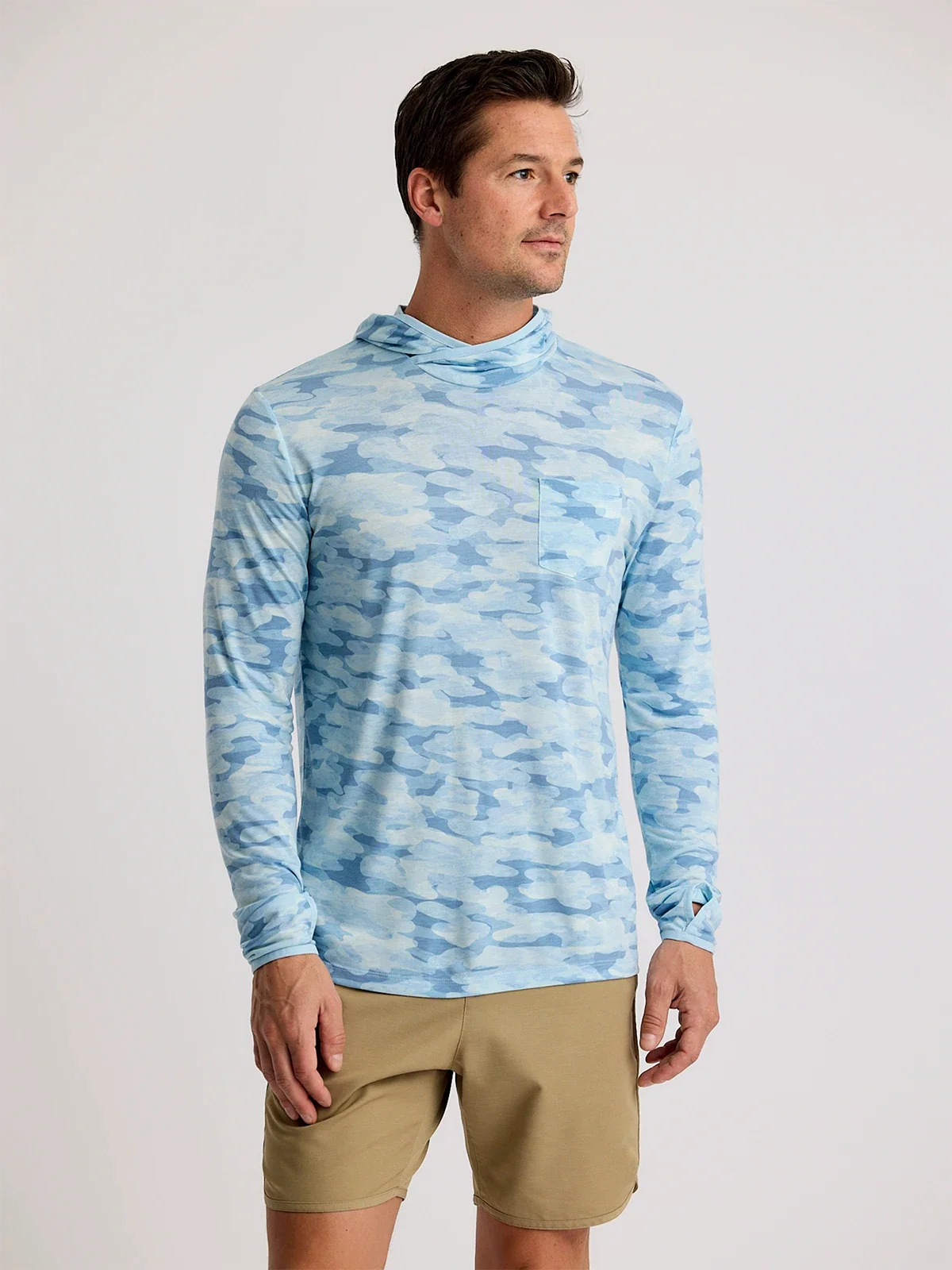Men's Bamboo Lightweight Hoodie - Seasmoke Camo Surf Blue