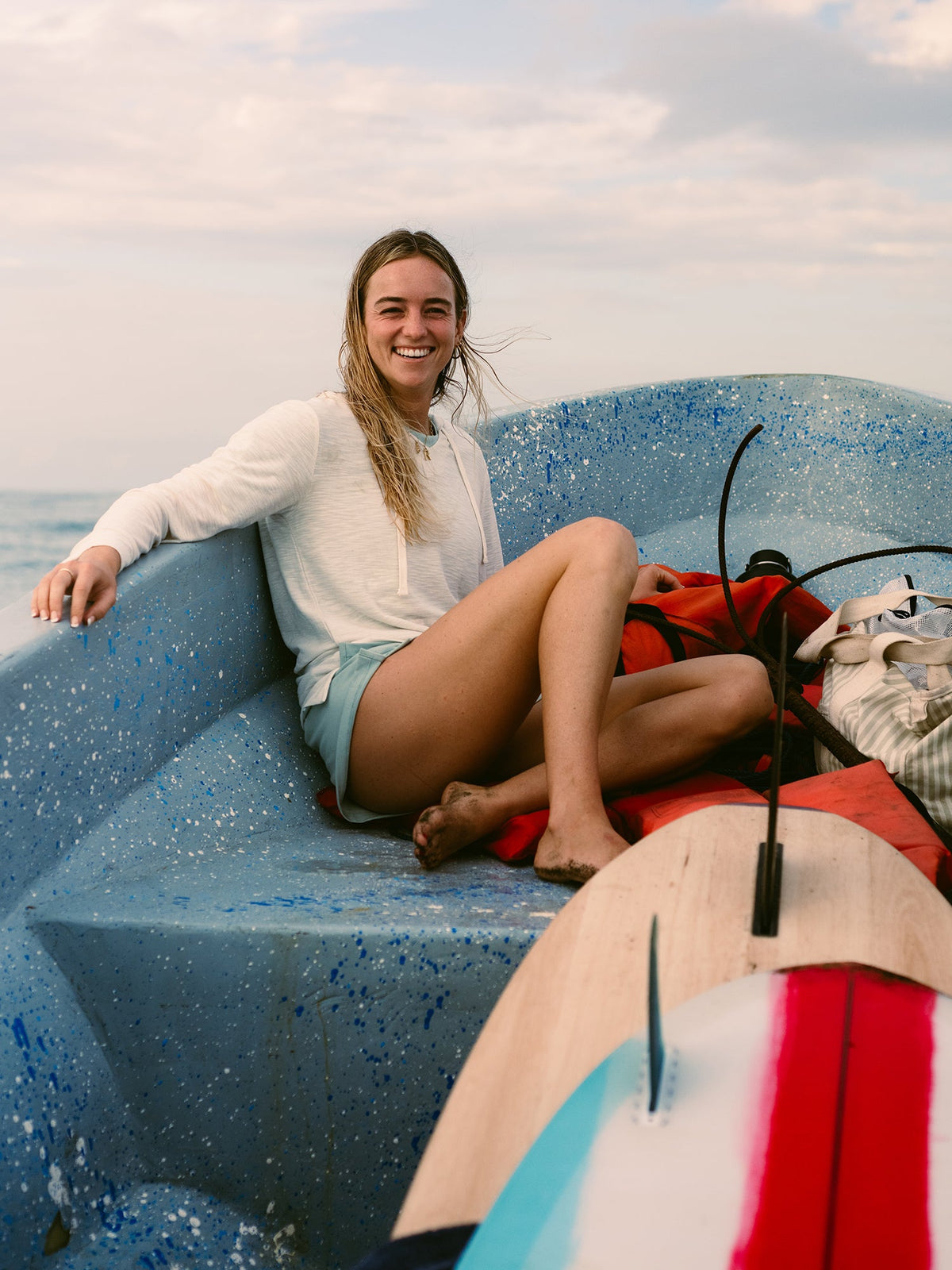 Women's Bamboo Slub Hoodie - Pacific Blue
