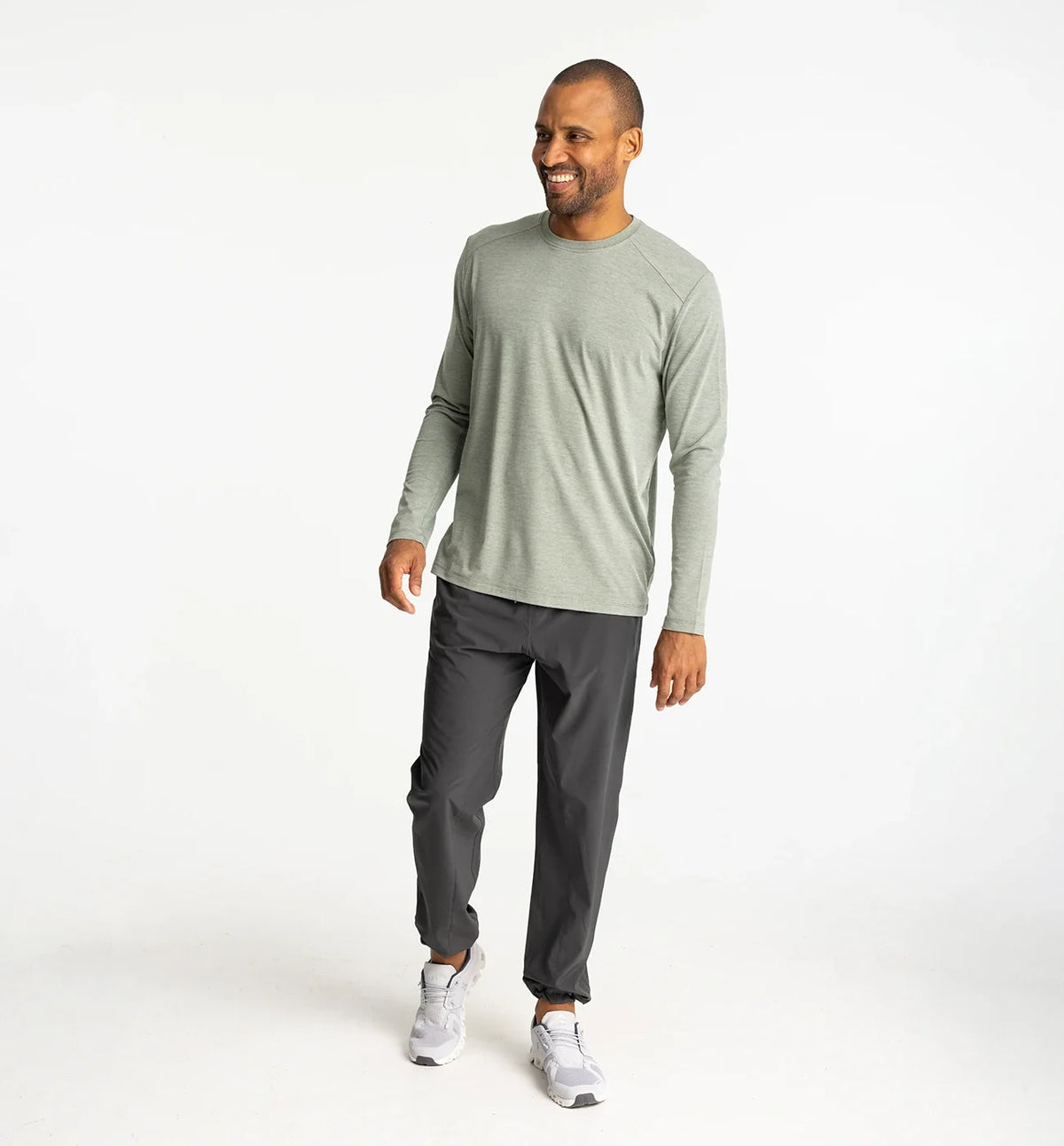 Men's Bamboo Shade Long Sleeve - Heather Agave Green